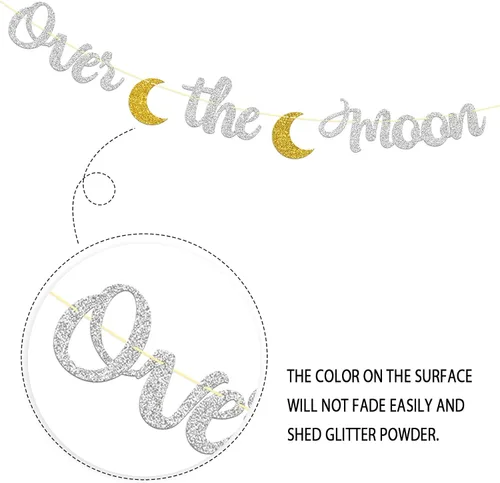 Miniatura 3 de Dill-Dall Cartel sobre la luna, decoración de banderines para fiesta de baby shower, suministros de decoración de amor hasta la luna y espalda