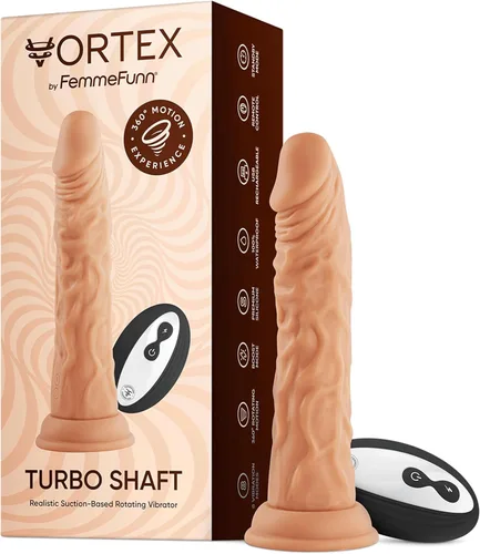 Femme Funn Turbo Shaft - Consolador realista con base de ventosa, juguete sexual realista giratorio de 360°, impermeable, 8 modos de vibración,