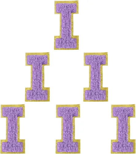 Miniatura 100 de 6 piezas de parches de letras de chenilla autoadhesivas, parches de letras preppy de 2 pulgadas para bolsos, ropa y sombreros, grandes pegatinas