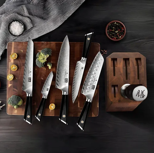 Miniatura 7 de Juego de cuchillos de cocina de Damasco SHAN ZU, juego de 7 piezas de cuchillos profesionales para chefs, cuchillos de acero Super Steel 10Cr15CoMoV