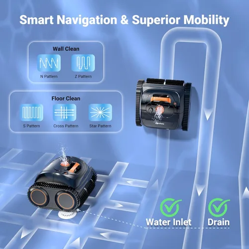 Miniatura 5 de (Actualización 2026) WINNY POOL CLEANER C1 para piscina enterrada y sobre el suelo, limpieza 4 en 1 de pared y línea de flotación de hasta 1,614