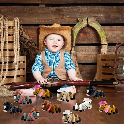 Miniatura 5 de 12 Set Mini Horse Stuffed Toys Bulk Include 12 Mini Pony Plush 4.72 Inch with 12 Tiny Cowboy Hats and 12 Bandana DIY Crafts for Adopt a Horse Party