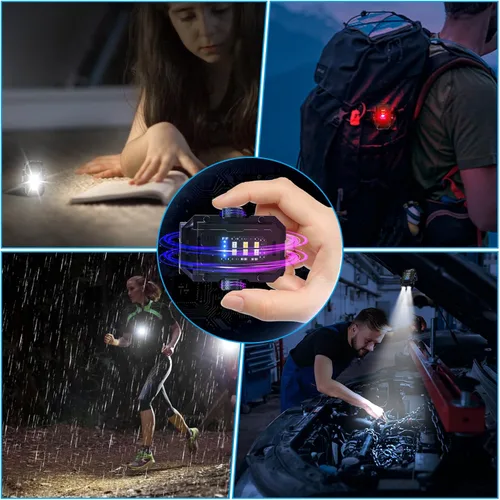 Miniatura 6 de N11 Clip magnético mini EDC linterna 1000 lúmenes, llavero linternas 8 modos de bolsillo luz flash con luces blancas rojas azules pequeña linterna