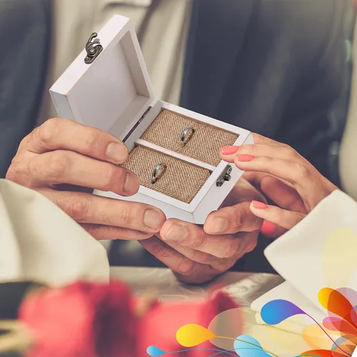 Miniatura 7 de Caja de madera para anillo de ceremonia de boda soporte de anillo de madera rústico para anillos de matrimonio y joyería de pareja