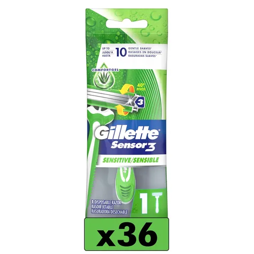 Miniatura 11 de Gillette Sensor3 Sensitive - Maquinillas de afeitar desechables para hombre, 12