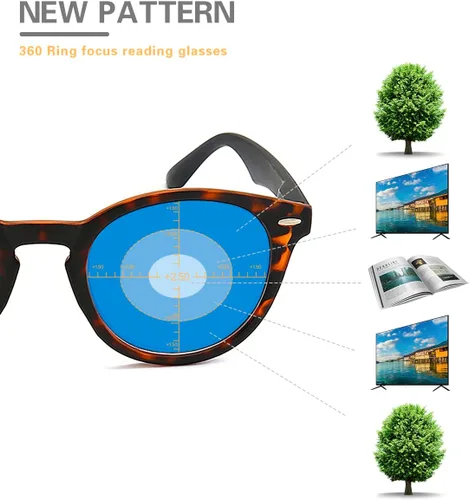 Miniatura 5 de MIRYEA Lentes de enfoque de anillo de 360 grados, lentes de lectura multifocales progresivos, lectores multifocales para computadora para hombres