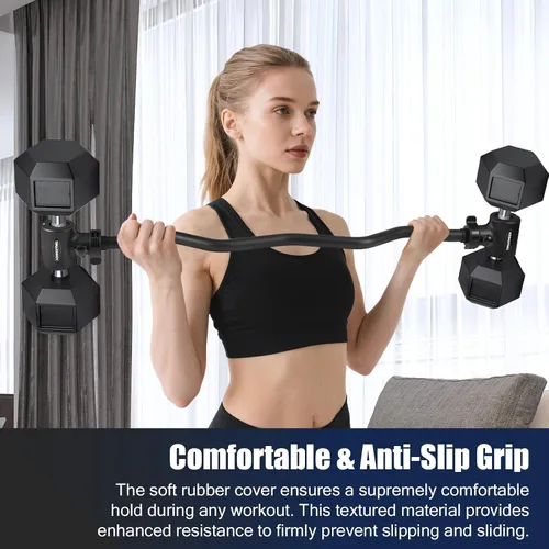 Miniatura 5 de Barra convertidora de mancuernas a barra, adaptador de barra de rizo EZ con capacidad de 200 libras, barra de peso ajustable para fitness en casa