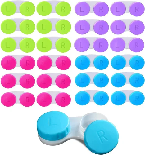 Miniatura 11 de KISEER Paquete de 12 cajas coloridas para lentes de contacto Kit de almacenamiento en remojo