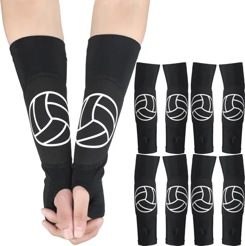 Miniatura 9 de Minatee Mangas de brazo de voleibol Mangas de antebrazo de pase y golpe con almohadillas de protección y agujero para el pulgar