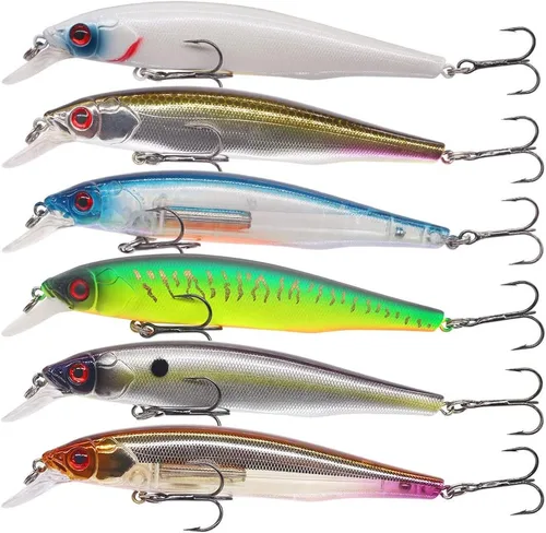 Miniatura 12 de Kit de Señuelo Jerkbait XFISHMAN - Señuelo de Peces Pequeños - Suspendido - Lubina, Lubina de Boca Pequeña, Lucioperca, Lubina de Boca Grande - 1
