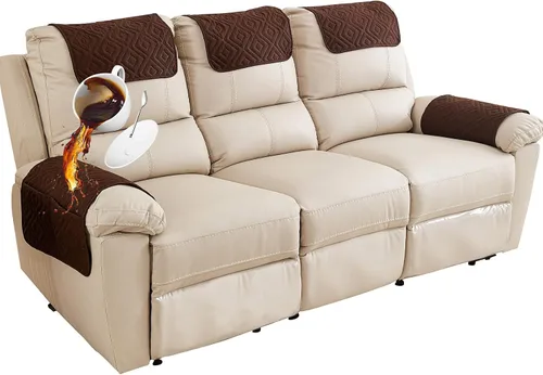 Miniatura 39 de Funda para Reposabrazos de Sofá, Funda para Reposacabezas de Silla Reclinable, Funda de Sillón con Bolsillos, Protector de Muebles Acolchado Beige