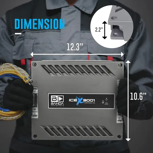 Miniatura 2 de Banda Ice X 3001-1 Canal 3000 Watts RMS 1 Ohm Amplificador para Coche