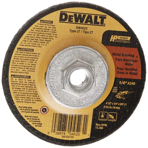 Miniatura 4 de DEWALT Muela abrasiva, uso general para metal, 4-1/2 pulgadas x 1/4 pulgadas x 5/8 pulgadas (DW4523) (paquete de 2)