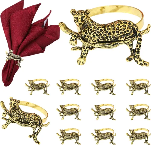 Miniatura 14 de Juego de 12 servilleteros de elefante de metal plateado para playa, boda, baby shower, reunión familiar, cumpleaños y safari africano