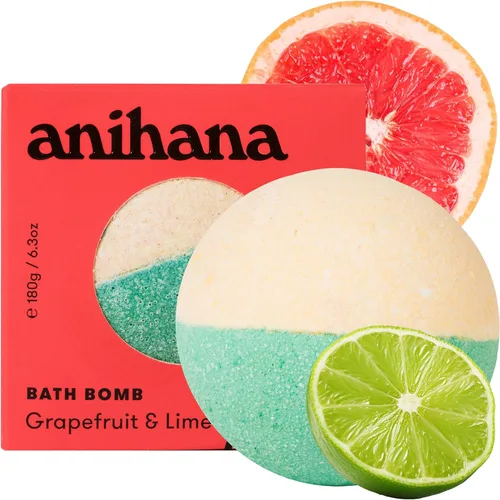 ANIHANA Bomba de baño con aceite de coco, sin parabenos, rociadores de lujo hechos a mano, aroma refrescante de pomelo y lima, 6.3 onzas