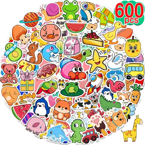 Miniatura 7 de 1200 piezas de calcomanías para niños, lindas calcomanías para botellas de agua para adolescentes, calcomanías de vinilo Kawaii impermeables