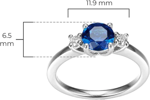 Miniatura 5 de Tienda Collection Created Gemstone and 18th CT TW Lab Grown Diamond 3-Stone Ring in Platinum Over Sterling Silver