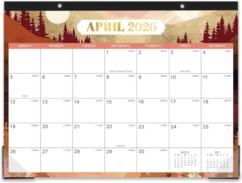 Calendario de escritorio 2026 – enero de 2026 a diciembre de 2026, calendario de escritorio de tamaño pequeño de 14.6 x 11.5 pulgadas con 2