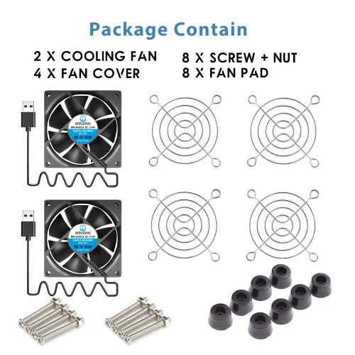Miniatura 3 de WINSINN DC 3.150 in Ventilador USB 5V 8025 Rodamiento de bolas dual sin escobillas Enfriamiento 3.150 inx0.984 in 2PIN (paquete de 2 piezas)