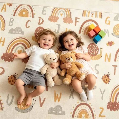 Miniatura 7 de LIVEBOX Alfombra suave ABC para niños, alfombras lavables de arco iris para dormitorio, alfombra antideslizante para sala de juegos, bonita alfombra