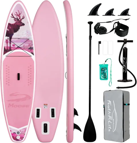 Miniatura 11 de FEATH-R-LITE Tabla de remo inflable para adultos SUP con bomba de accesorios premium, pala ajustable, correa, tres aletas, mochila