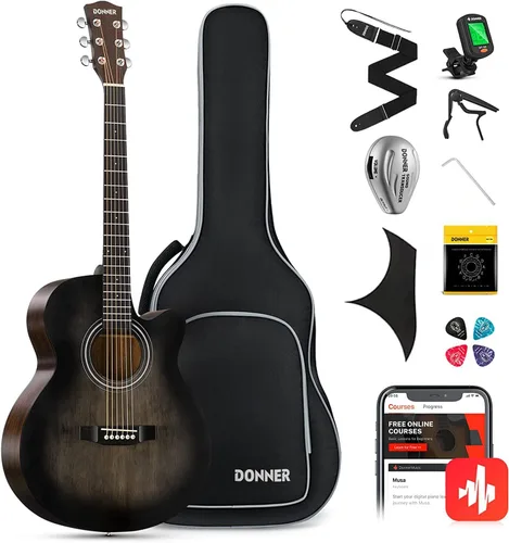 Miniatura 9 de Donner DAG-1CL - Kit de guitarra acústica para zurdos para principiantes y adultos, tamaño completo, juego de guitarra acustica zurdos con correa