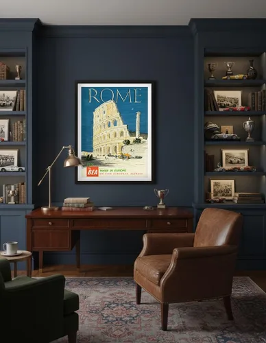 Miniatura 4 de Roma Italia – The Colisseum Flavian Anphitheatre – BEA (British European Airways) – Póster vintage de viaje de aerolínea por Hugh Casson 1955