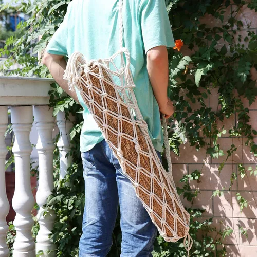 Miniatura 3 de Bolsa de transporte para esterilla de yoga de macramé, adecuada para la mayoría de las Beige
