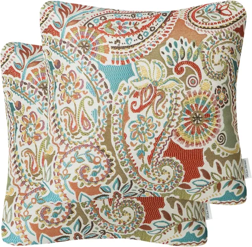 Miniatura 9 de Mika Home - Juego de 2 fundas de almohada oblongas rectangulares para sofá, sofá cama, silla, diseño de rayas paisley, 12 x 20 pulgadas, verde