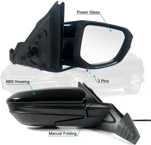 Miniatura 2 de Espejo lateral derecho del lado del pasajero para 2016-2021 HONDA CIVIC LX SE Sport con espejo eléctrico Ajuste manual Plegable No-calor Compatible