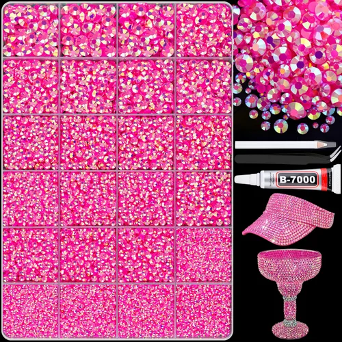 Miniatura 9 de 12000 diamantes de imitación de resina para decorar con brillantes con 3 piezas de pegamento para joyería B7000, 2 cajas de diamantes de imitación