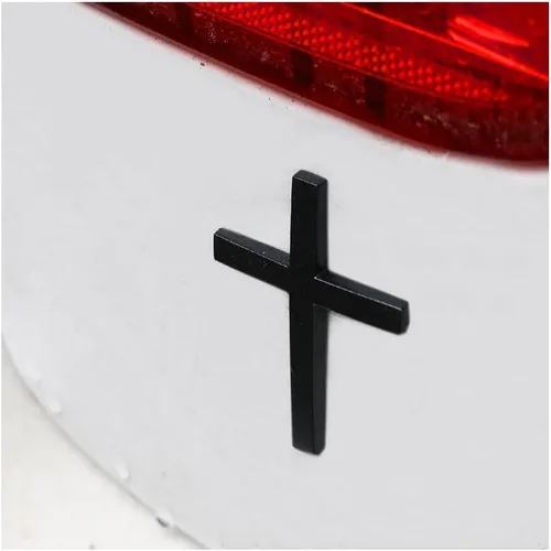 Miniatura 5 de PTDecals 1 calcomanía de metal sólido con emblema de cruz cristiana de Jesús para automóvil, decoración de guardabarros laterales (negro)