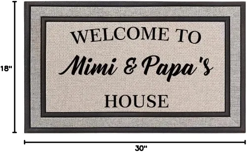 Miniatura 2 de Daylor Felpudo para interiores y exteriores, de 18 x 30 pulgadas, color gris/beige/negro, con parte trasera de goma, bienvenido a casa de Mimi
