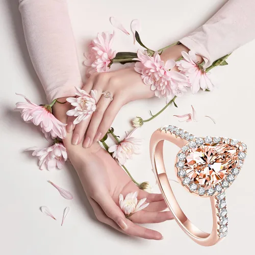 Miniatura 3 de Anillos para mujer, conjunto de diamantes cuadrados de moda, joyería de compromiso de lujo para mujer, regalos para mujer