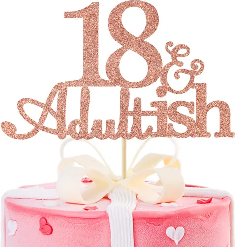 Miniatura 9 de Decoración de pastel de 18 y Adultish para fiesta de cumpleaños de dieciocho años, decoraciones de pastel de tiempo para adultos, decoraciones
