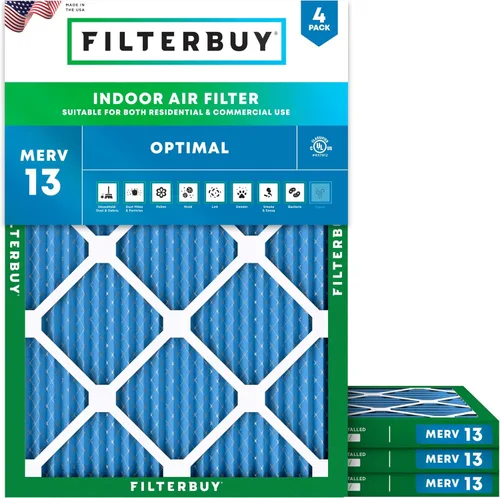 Filterbuy Filtro de aire MERV 13 de 8 x 14 x 1 pulgadas, protección óptima contra el humo y la alergia (paquete de 4), filtros electrostáticos