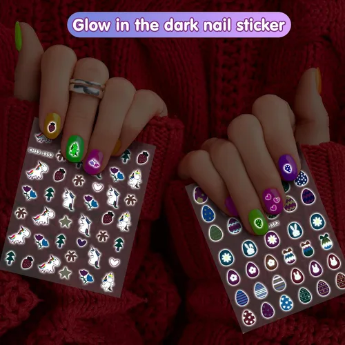 Miniatura 7 de Juego de esmaltes de uñas para niñas, kit de arte de uñas DIY con secador de uñas, uñas postizas, pegatinas de uñas, esmalte de uñas despegable,