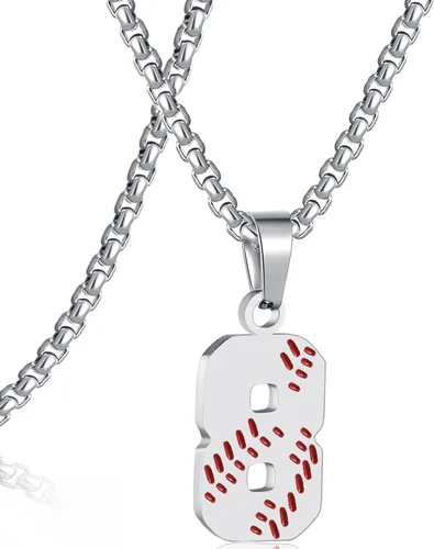 Miniatura 97 de SKQIR Colgante de número de jersey de béisbol para hombres y niños - Cadena de acero inoxidable para atletas - Negro