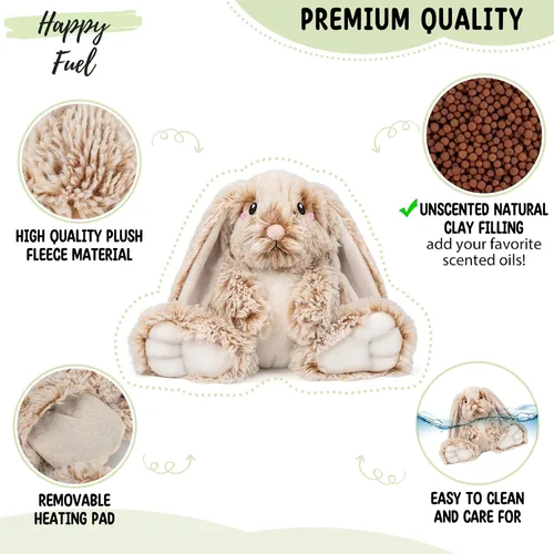 Miniatura 3 de Conejos Microondables y con Peso De Felpa - Almohadilla Calentable de 1.5 Libras Sin Perfume para Alivio del Dolor de Cólicos Menstruales y Conejito
