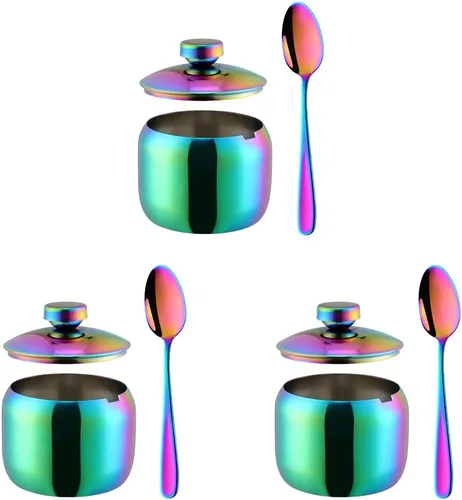 Miniatura 9 de Rainbow - Juego de salero y pimentero en forma de huevo de acero inoxidable, dispensador de sal y pimienta, 2 saleros para cocina (arcoíris)