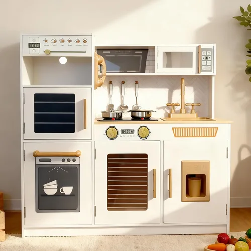 YUG Set de Cocina de Juguete para Niños con Luces y Sonidos Reales, Juego de Cocina para Niños Pequeños que Incluye Estufa, Horno, Lavavajillas,