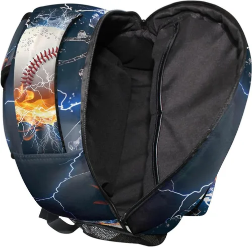 Miniatura 6 de Mochila para adultos, mochila escolar casual, bolsa de viaje con cremallera, Abstracción Fuego Agua Béisbol De, Mochilas Daypack
