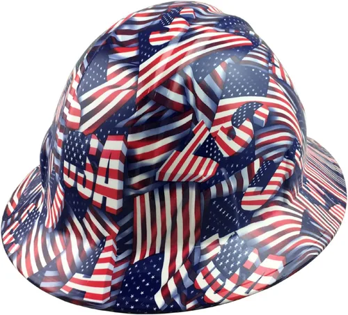 Miniatura 21 de Texas America Safety Company Casco de seguridad con visera completa, diseño patriótico hidroimpreso, con suspensión de 4 puntos y bolsa Primera