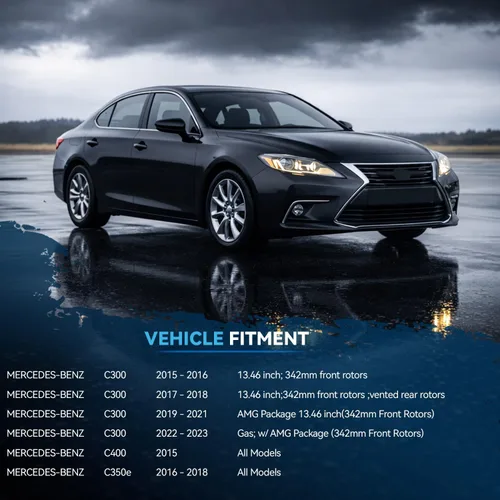 Miniatura 2 de Detroit Axle - Kit de freno para Mercedes-Benz C300 2015-2023, C350e 2016-2018 2015 C400, rotores perforados y ranurados Reemplazo de pastillas