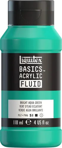 Liquitex BASICS Pintura Acrílica Fluida, Botella de 118ml (4 oz), Verde Aguamarina Brillante