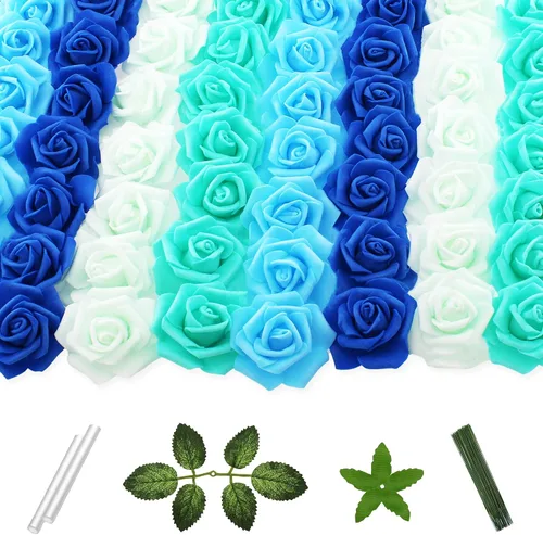 Miniatura 9 de 100 flores artificiales de 2 pulgadas, cabeza de rosa falsa de espuma a granel para decoración del hogar, decoración de boda, despedida de soltera