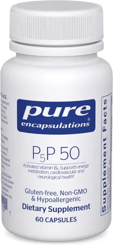 Pure Encapsulations P5P 50 - Vitamina B6 Activa - Apoya el Metabolismo Energético y la Salud Cerebral* - Sin Gluten y Sin Transgénicos - 60 Cápsulas