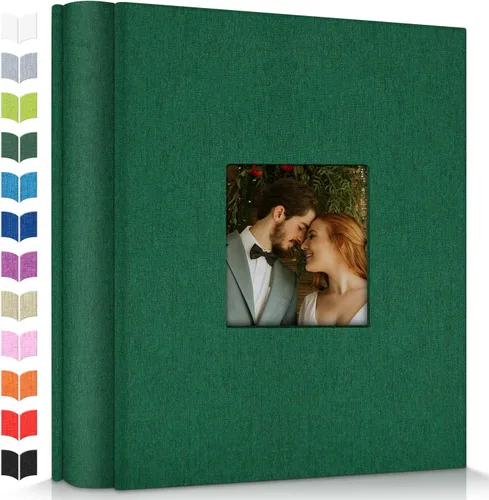 Miniatura 37 de Álbum de fotos Artfeel 4x6 con 300 bolsillos, álbumes de fotos deslizables, libro de memorias con cubierta de lino y ventana frontal, libro de fotos