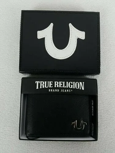Miniatura 7 de True Religion Billetera de cuero plegable, Negro