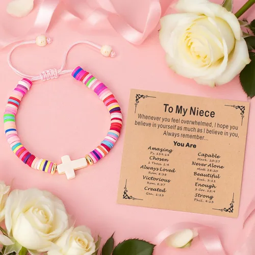 Miniatura 24 de Regalos navideños para niños, niñas adolescentes, mujeres, linda pulsera de cruz para niñas, regalos de Navidad cristianos para mujeres, ideas